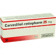 Карведилол (Carvedilol) Ratiopharm 25 мг, 30 таблеток