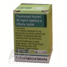 Фторурацил (Fluorouracil) Аккорд 50 мг/мл 5 мл/250 мг, 1 флакон